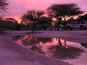 Tramonto al campo Okaukuejo